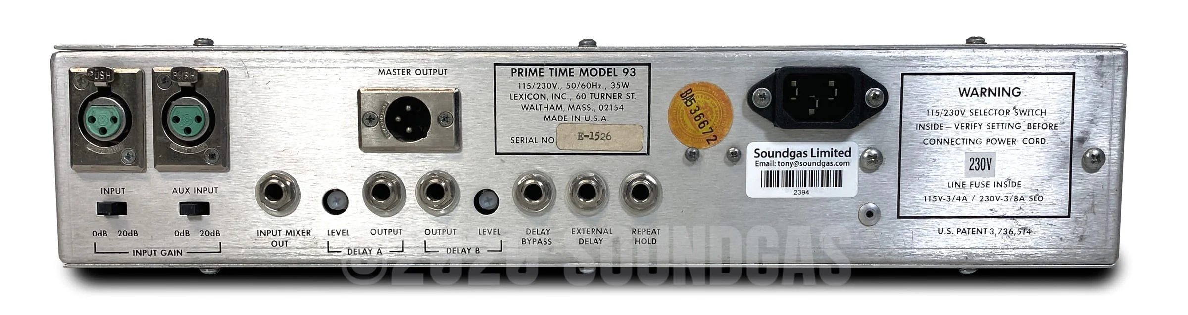 Lexicon Prime Time Model 93 Digital Delay - Image 5