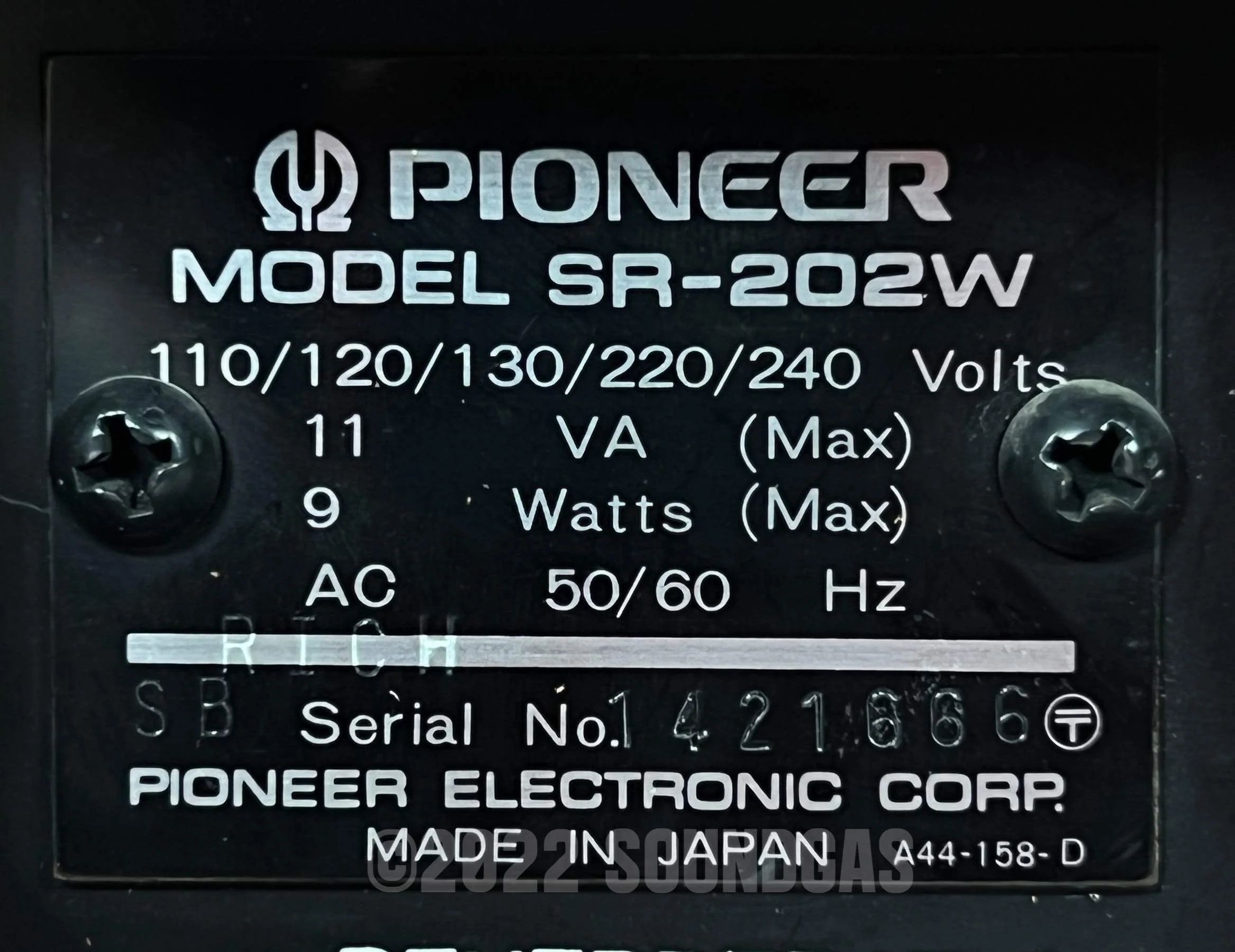 Pioneer SR-202W - 1/4" Jack Modded - Image 6